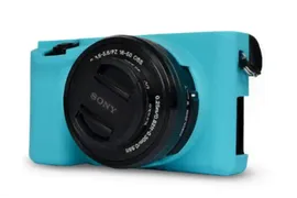Фирменный силиконовый противоударный чехол для фотоаппарата Sony Alpha A5000/5100 голубой
