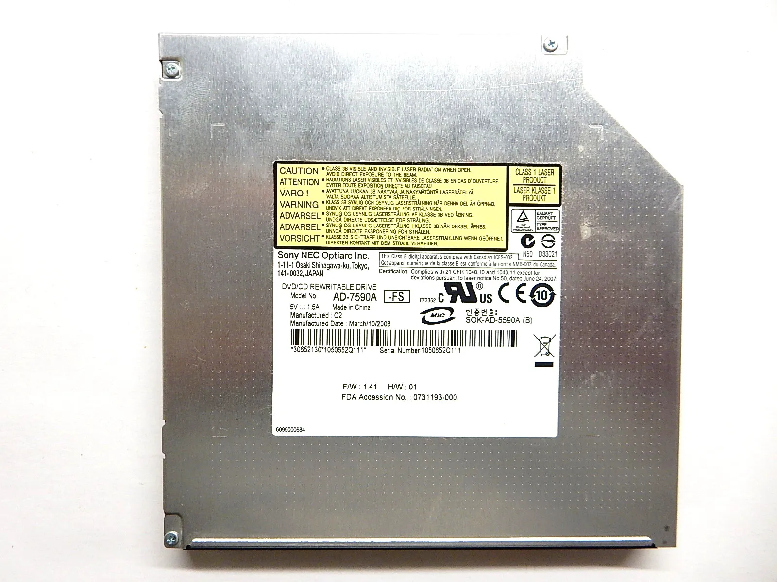 Оптический привод DVD RW Sony NEC Optiarc Inc AD-7590A-0
